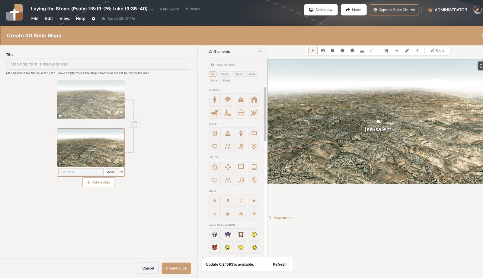 Journey steps with Create route — build a teaching path, not five unrelated screenshots.